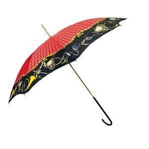 Vintage NYL France FMF Lyon Umbrella Large Red Gold Black EXCELLENT Condition